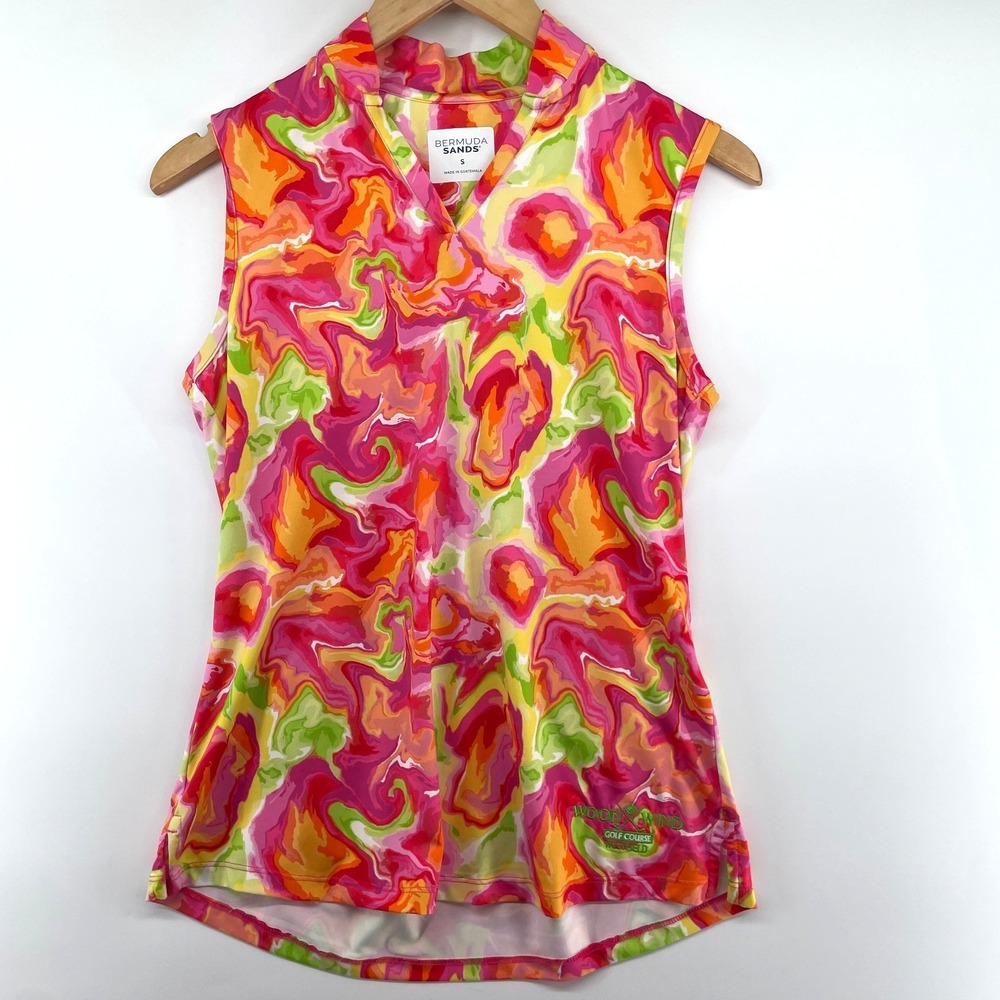 Bermuda Sands Sleeveless Golf‎ Top S Abstract Print Colorful Stretch Pickleball